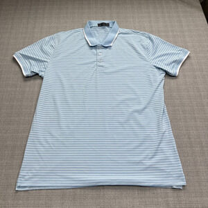 G/Fore Polo Shirt Mens XL Blue Striped Performance Golf Casual Pullover‎